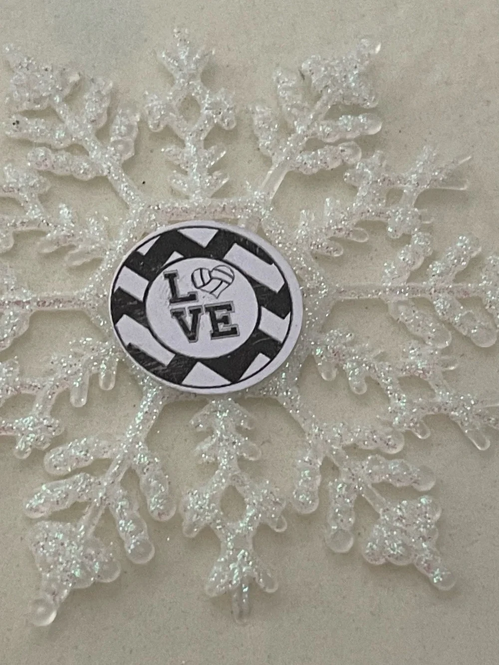 LOVE Volleyball Black & White Button Pin